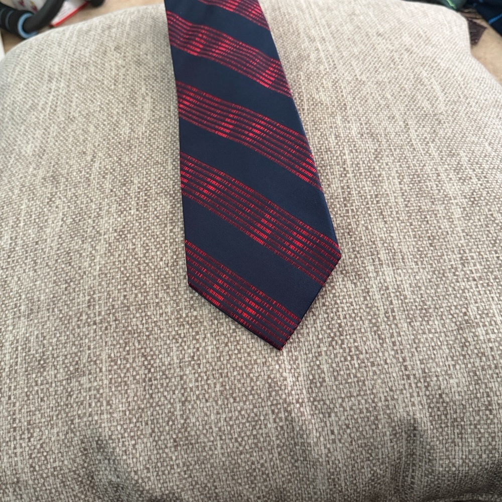 Italian DESIGN BY TAL’s 100%PURE SILK Elegant Red & Blue Striped Men's Necktie